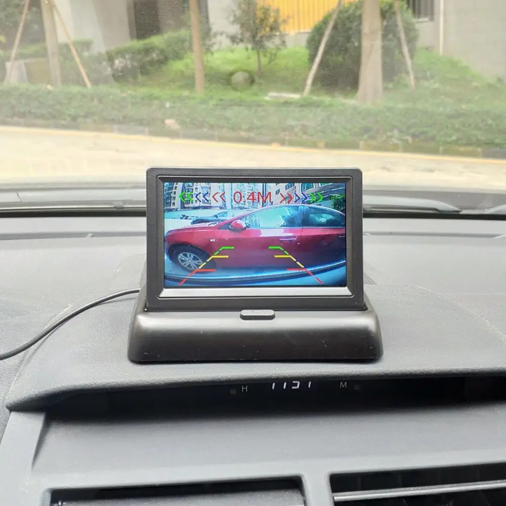 DIYKIT Wireless 4.3inch Car Reversing Camera Kit Back Up Car Monitor Parking Radar Sensor 2 in 1 Car Camera Video Parking System