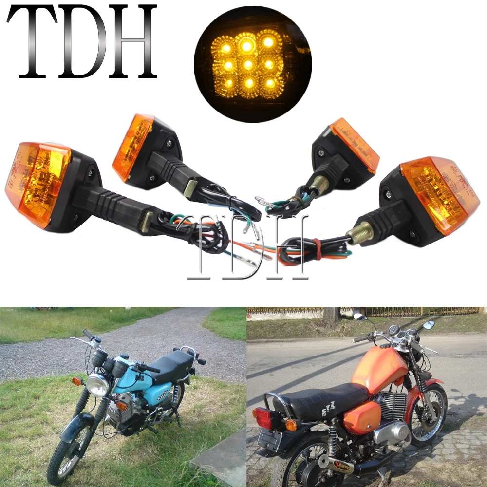 4 Pcs LED Motorcycle Front & Rear Turn Signal Indicator Blinker Amber Light 12V E-mark E3 DOT Approved For MZ ETZ 251