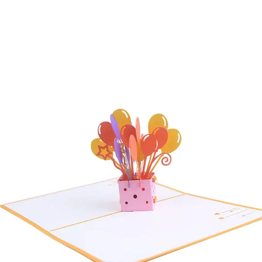 10pcs 3D Creative Colorful Balloon Handmade Kirigami Origami Wedding Party Invitation Cards Greeding Birthday Postcard