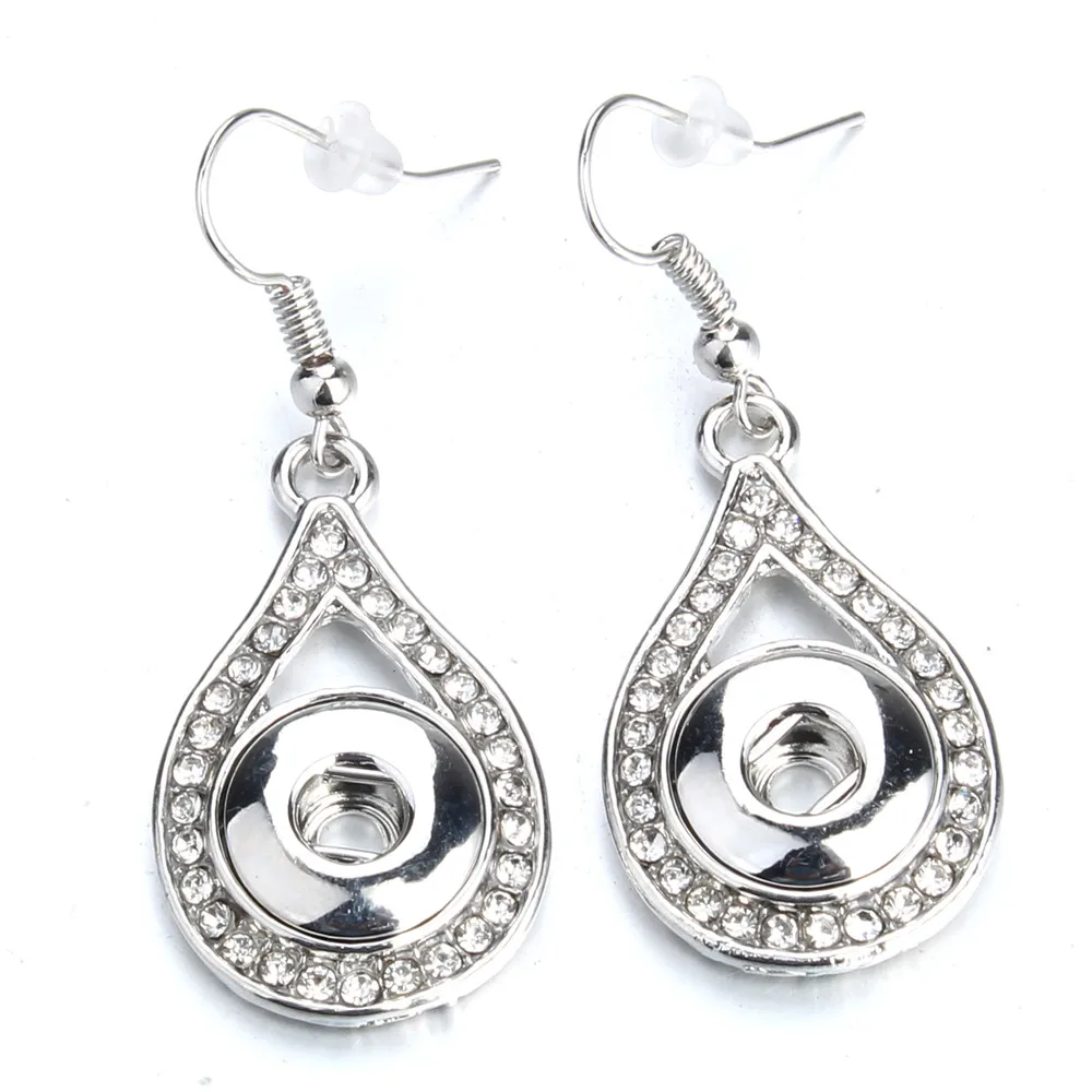 New 12mm Snap Jewelry Mini Snap Buttons Earrings Fit 12mm Snap Button Metal Crystal Dangle Earrings For Women
