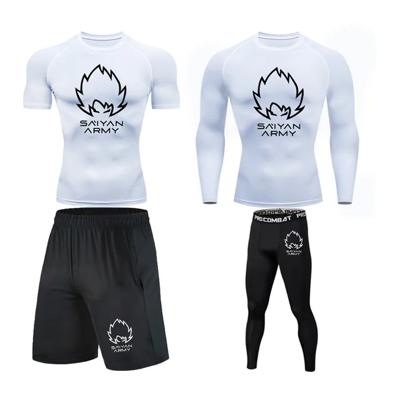 Marca dos homens correndo conjunto de compressão t camisa calças apertadas terno do esporte ginásio jogging aptidão esportiva treinada rashguard