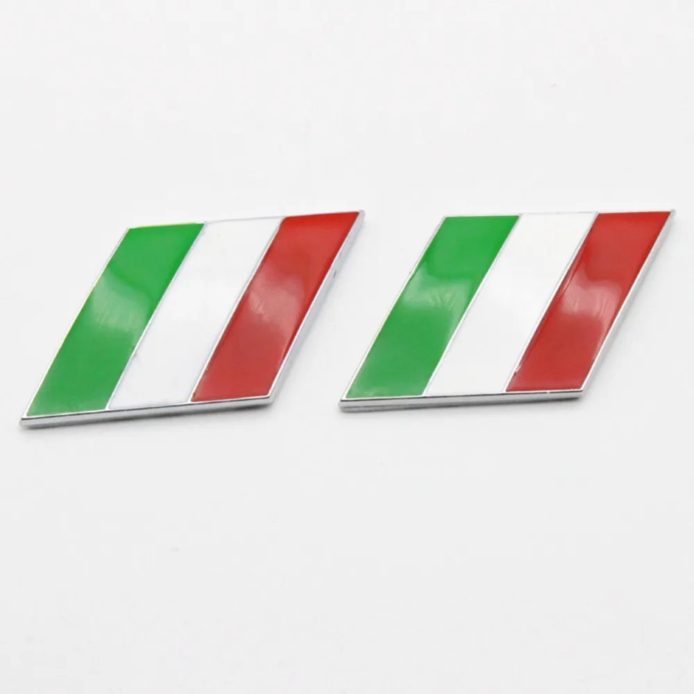 DSYCAR 2Pcs/Pair 3D Metal Italy Flag Car Body Side Fender Rear Trunk Emblem Badge for Ferrari Maserati Alfa Romeo FIAT Lamborghi