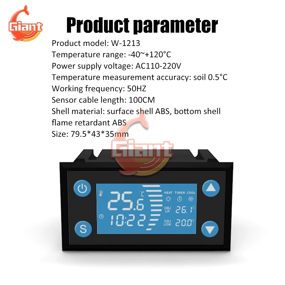 Imagem -03 - Digital Sensor de Temperatura Medidor de Umidade Termômetro Higrômetro Medidor Controlador de Umidade W1213 Termostato W1212