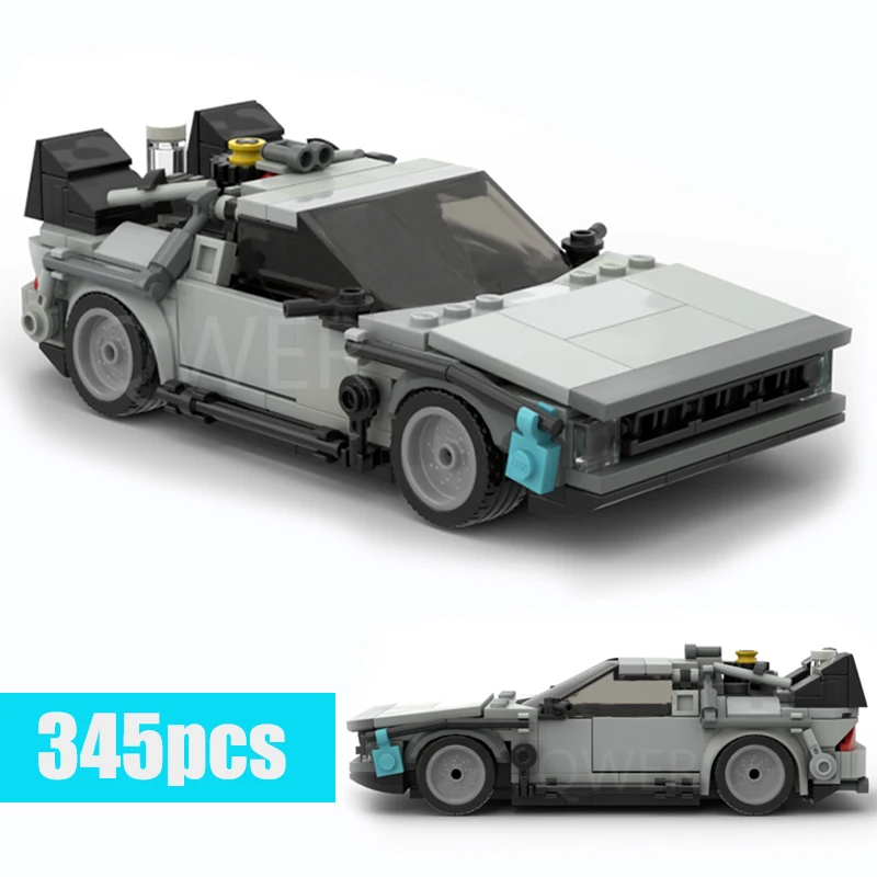 

Buildmoc Movie Time Travel Back To The Future 1985 Machine Racing MOC Building Blocks Sports Car Model Bricks Kids for Toys Gift