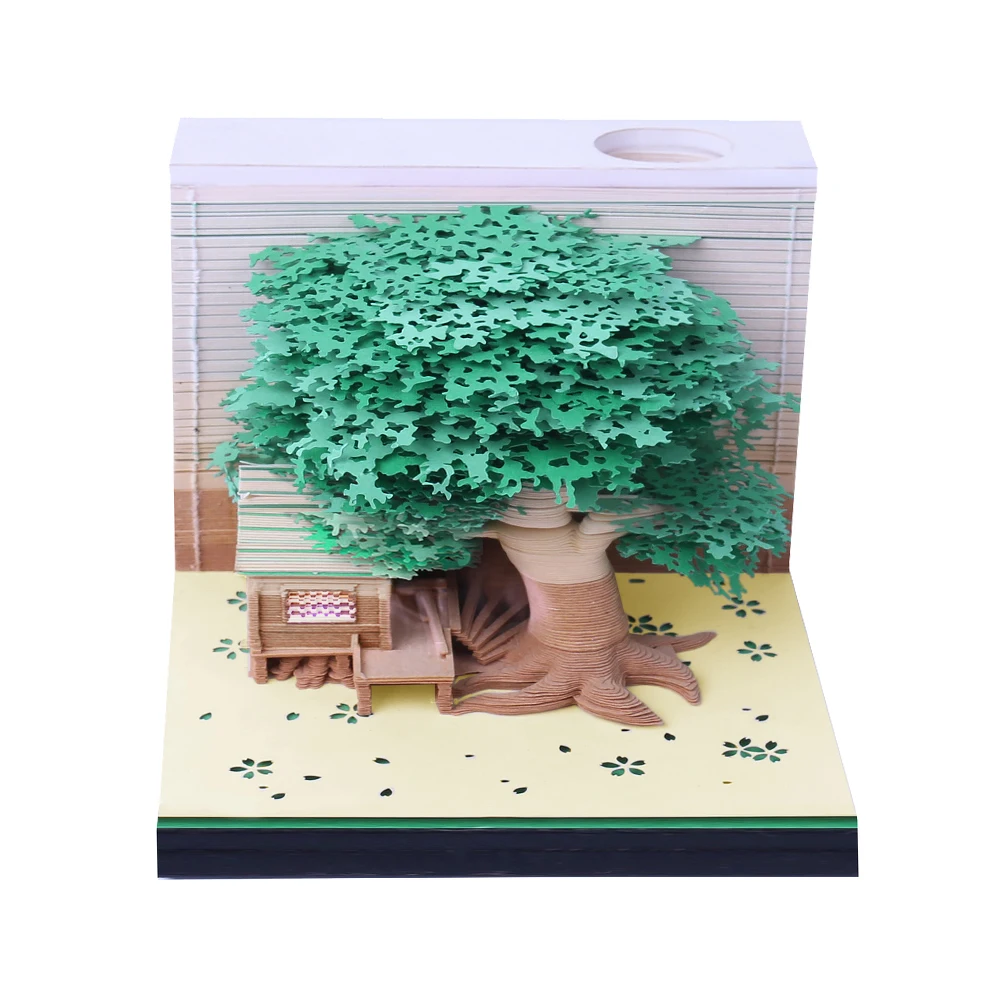 

Omoshiroi Block 3D Notepad Cubes 190 Sheets Cute Tree House Mini Memo Pad Calendar Diy Scrapbooking New Year 2023 Novelty Gifts