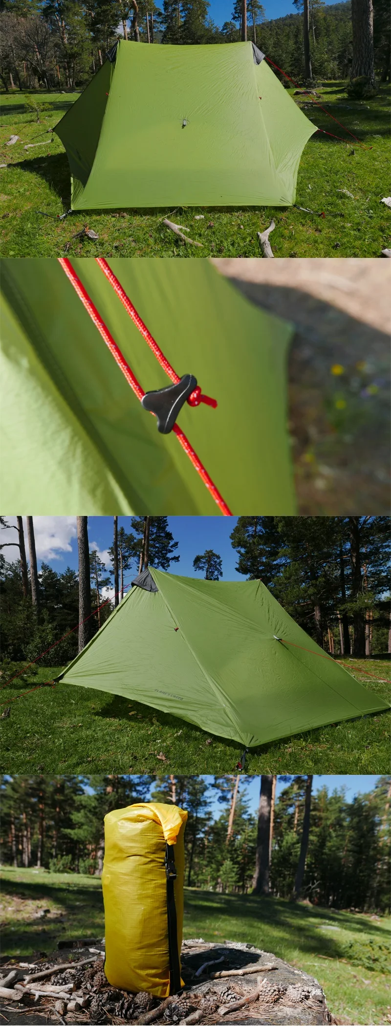 2024 Neue Version FLAME'S CREED LanShan 2-Personen-Outdoor-Ultraleicht-Campingzelt 3-Jahreszeiten-Professionelles 15D-Silikon-stangenloses Zelt – Detail 2