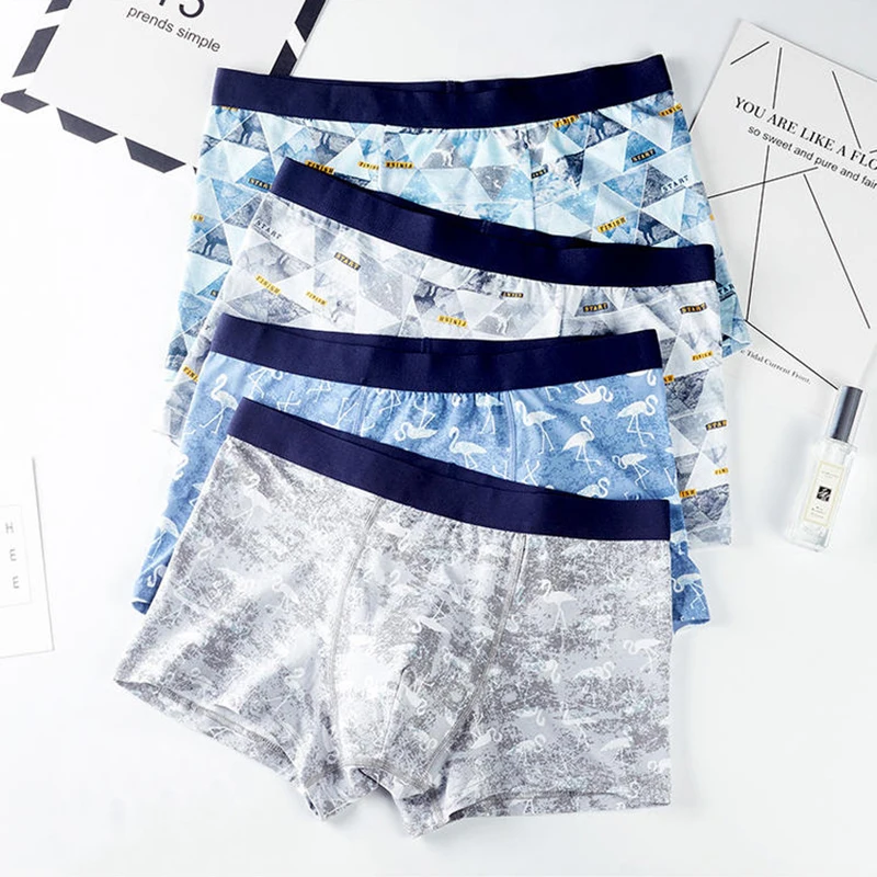 4PCS/Lot Youpin Mijia Man Boxer Print Shorts Underpants Male Panties Cotton Men Boxer Underwear Breathable Soft Mid Waist Briefs