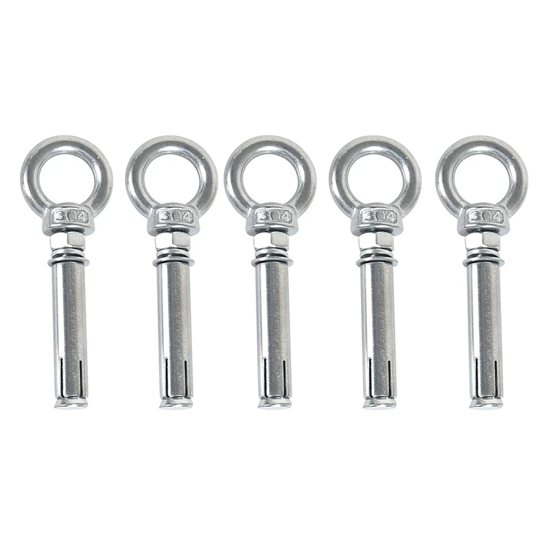 

5Pcs M8 x 60mm Expansion Bolt Anchor Bolt 304 Stainless Steel Ring Lifting Anchor Eye Bolt Expansion Eyebolt