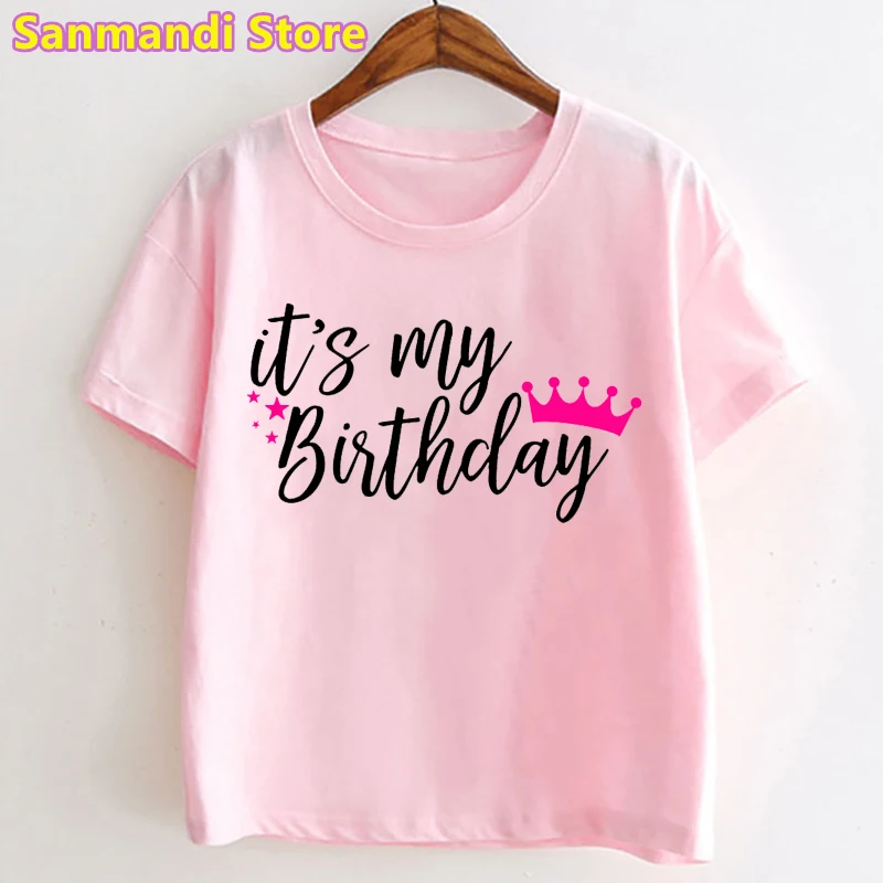 My  3-10th Birthday Letter Print Tshirt Girls Crown Princess Kids Clothes T Shirt Harajuku Kawaii Children Clothing Tops