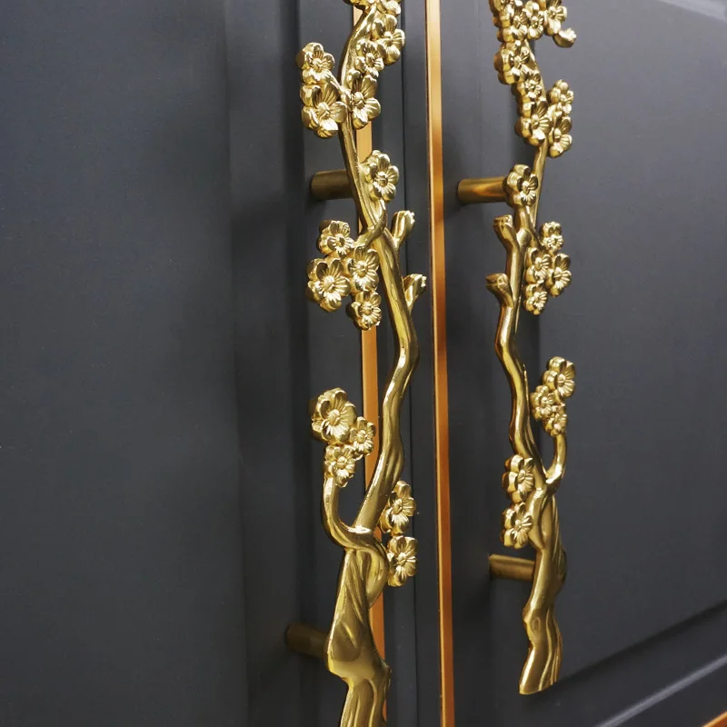 

Brass Plum Blossom Cabinet Door Handle Kitchen Door Pull Luxury Nordic Drawer Handle Dresser Pull Furniture Handle