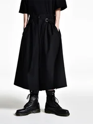 Men's Culottes Casual Pants Wide Leg Pants Spring/Summer New Black Elastic Waist Irregular Asymmetric Fashion Personality