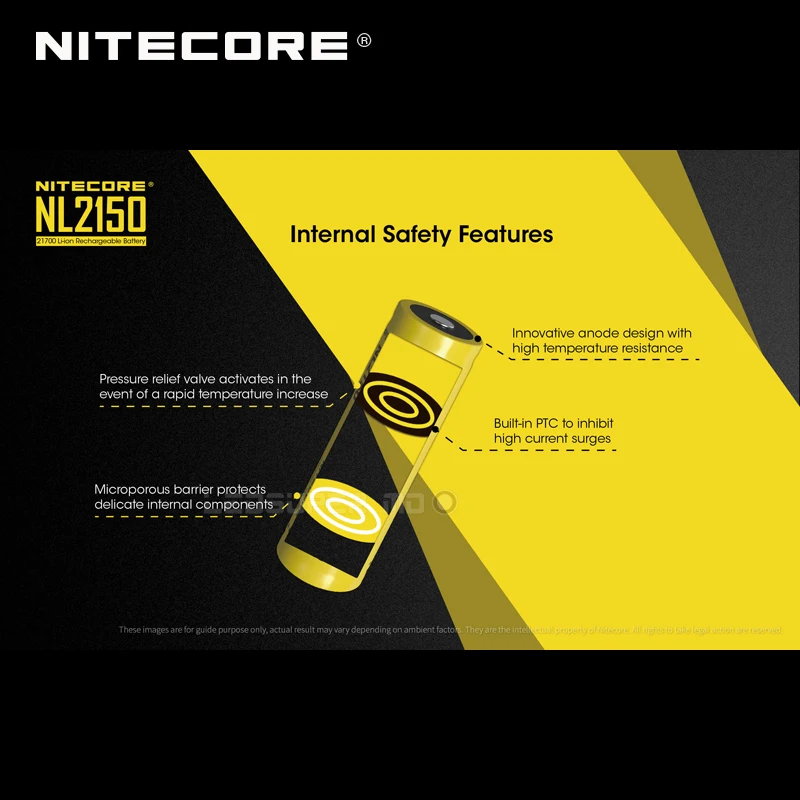 Next Generation Nitecore NL2150 Rechargeable Li-ion 21700 Battery 5000 mAh with CE & ROHS Certifications