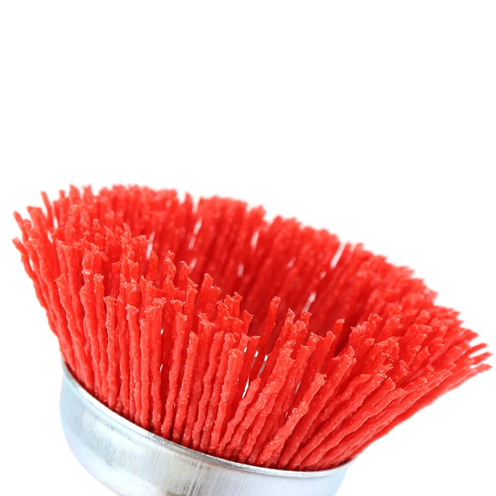 1/3Pcs 75mm spazzola a tazza in Nylon spazzola a filo abrasivo per trapano Dremel utensile rotante lucidatura del legno sbavatura pulizia 1/4 "gambo