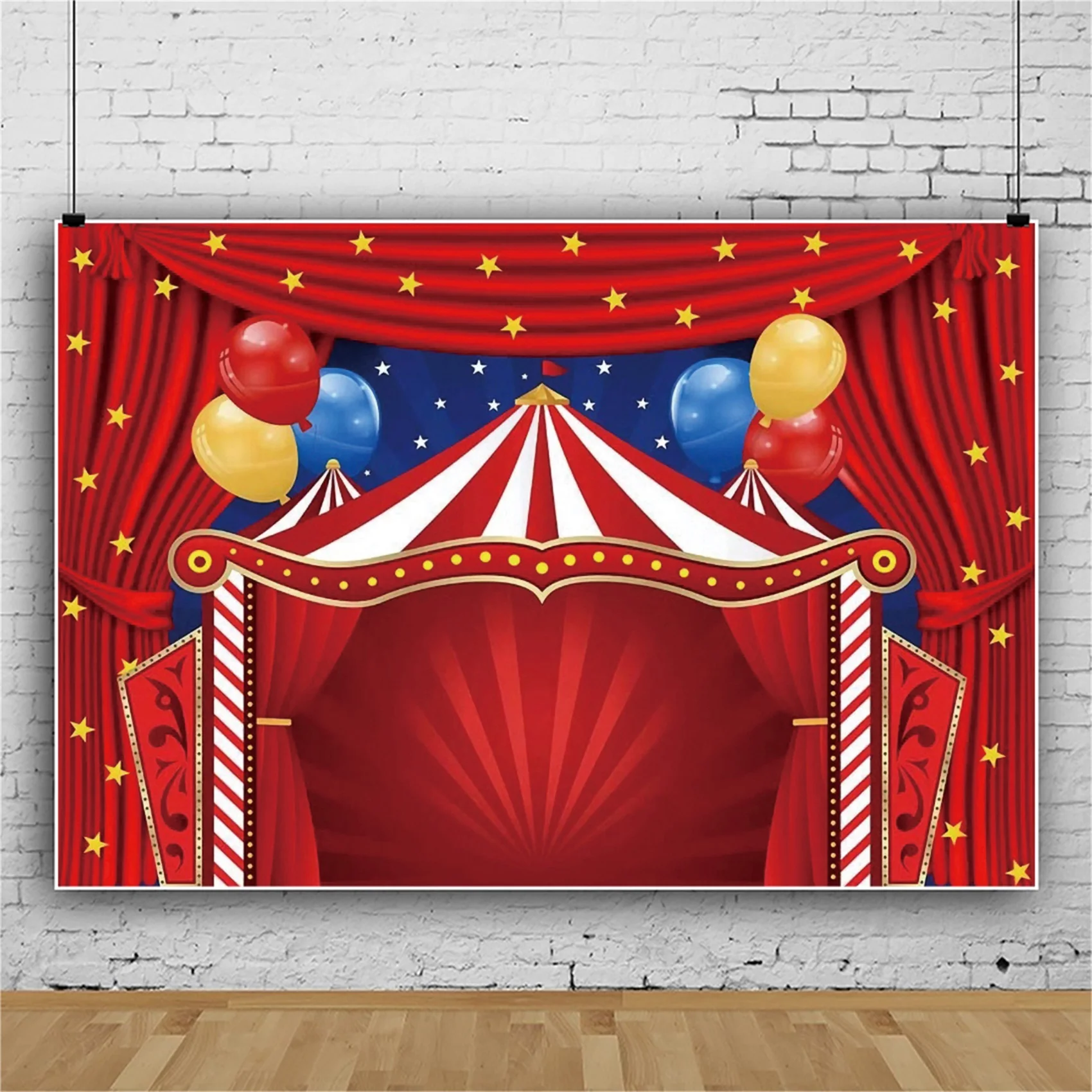 Laeacco circo striscia rossa tenda palcoscenico vinile sfondi bambino festa di compleanno ritratto personalizzato Poster fotografia sfondo