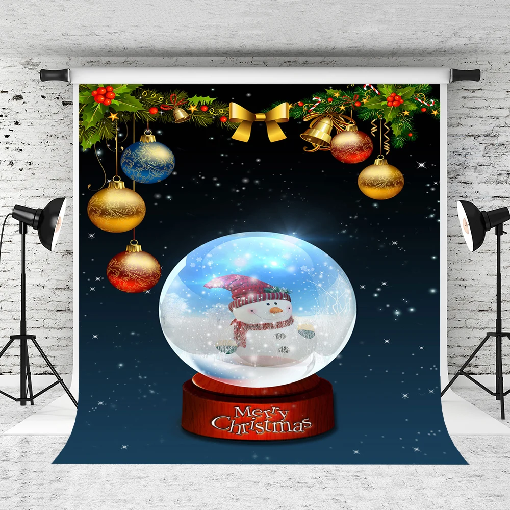 

VinylBDS Christmas Photography Backgrounds Snowman Ring Tones Photo Backdrop Cotton Washable Christmas Decorations