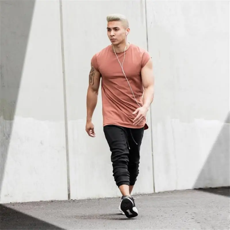 Cotton jersey sports T-shirt men's short-sleeved running shirt exercise training tee fitness top sports T-shirt defense