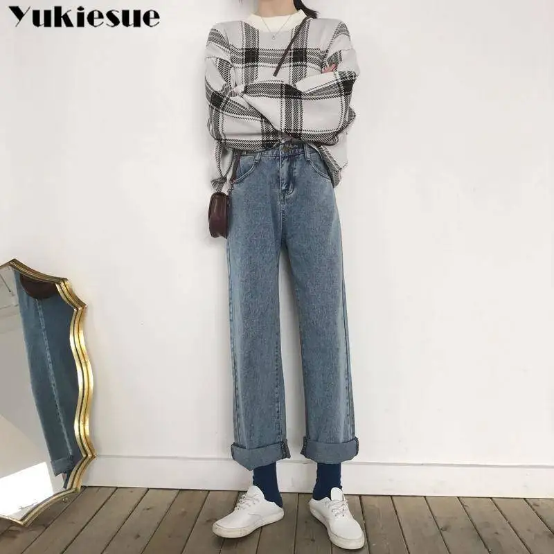 Vintage Jean Jeans Voor Vrouwen Met Hoge Taille Broek Boyfriend Up Kleding Widle Been Jeans Vrouw Denim Modis Streetwear