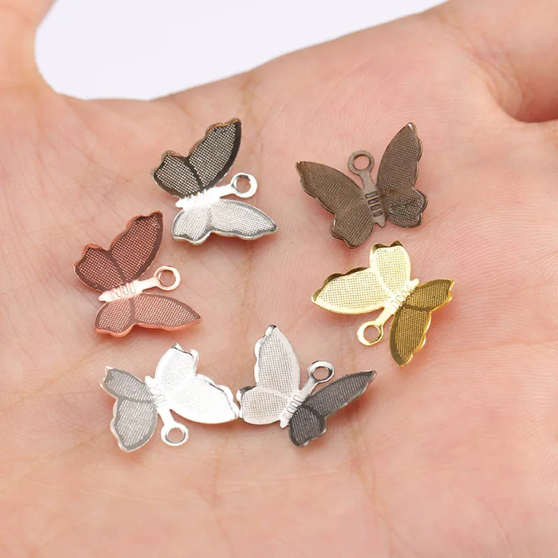 Vintage 20/40pcs Brass Butterfly Charms Handmade DIY for Hair Pendant Neacklace Clips Charms Jewelry Making Findings