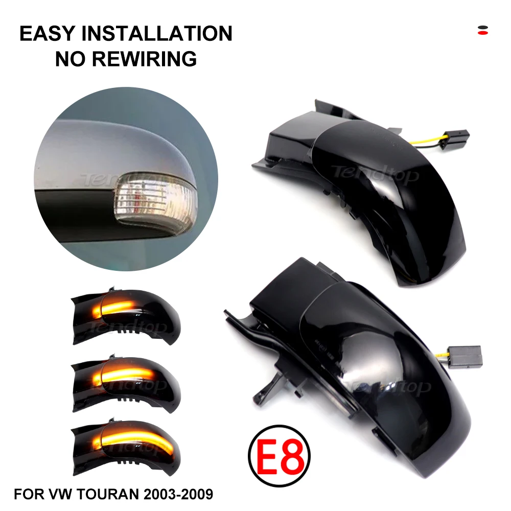 LED Turn Signal Light Dynamic Rearview Mirror Direction Indicators For VW Touran 1T1 1T2 2003 2004 2005 2006 2007 2008 2009 201