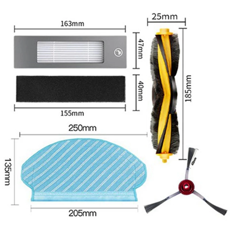 Filtro Hepa desechable para aspiradora ECOVACS OZMO 950, 920, T5Max, cepillo lateral, cepillo principal de repuesto