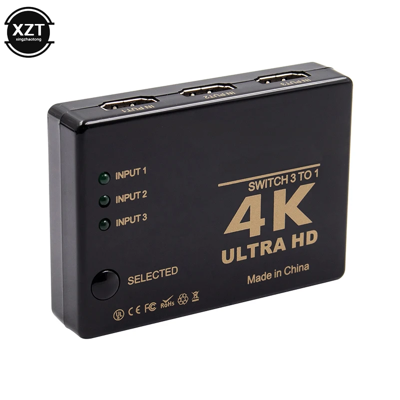 3 Port 4K * 2K 1080P przełącznik HDMI-kompatybilny wyboru 3x 1 rozdzielacz sygnału Ultra HD dla PC DVD HDTV Xbox PS3 PS4 multimedialnych gorąca