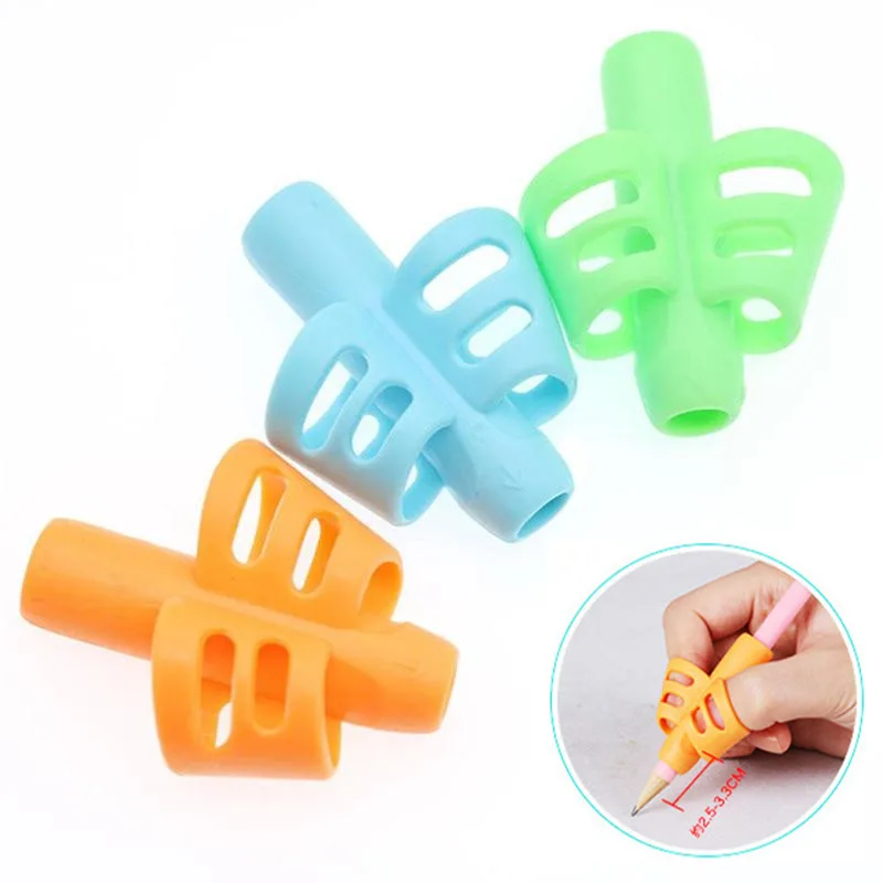 3 Pcs Bambini di Scrittura Matita Pan Holder Bambini di Apprendimento Practise Della Penna Del Silicone Aid Grip Dispositivo di Correzione Della Postura per Gli Studenti