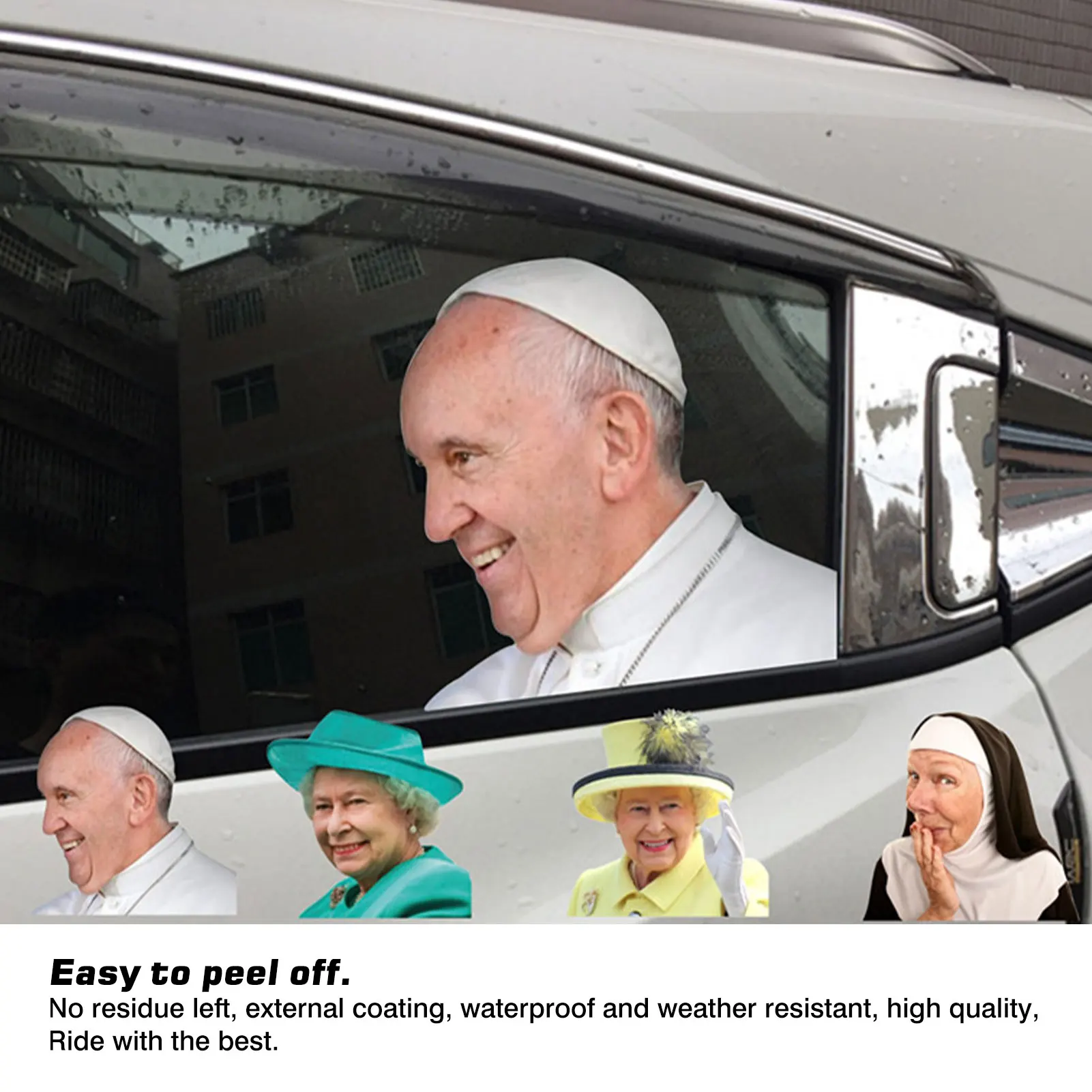 Car Window Sticker Funny Comical Removable Decal Famous People Window Glass Humorous Queen Pope Pattern Sticker Paper