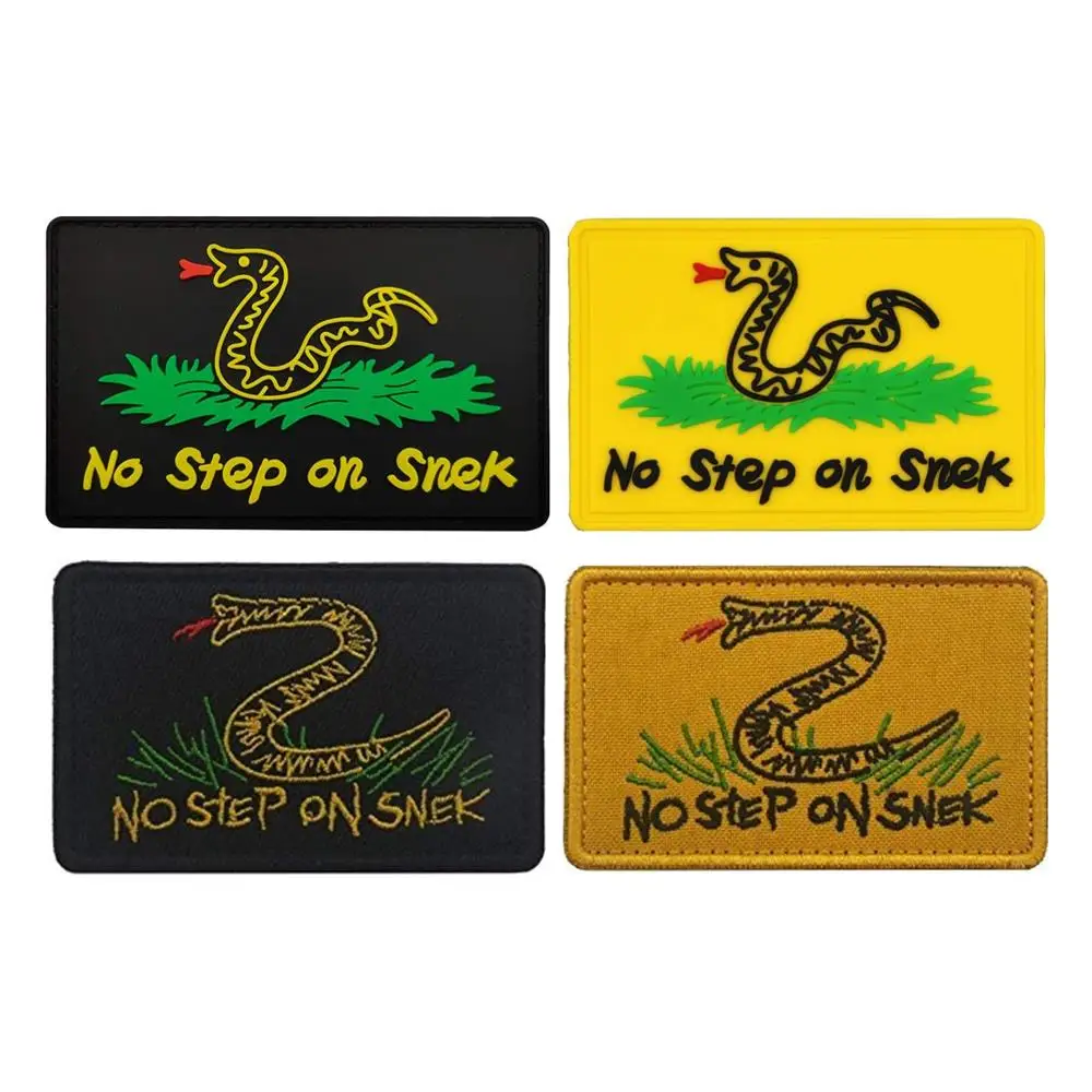 No Step on Snek Embroidery PVC Patch Armband Badge Military Sewing Applique Embellishment Tactical Decorative Patches