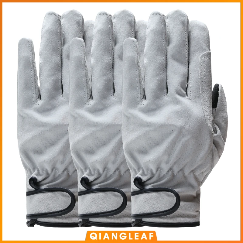 

QIANGLEAF Leather Industrial Safety Light Welding Working Gloves Wear-resistant Mens Safety Workers Working wholesale 3pairs 321