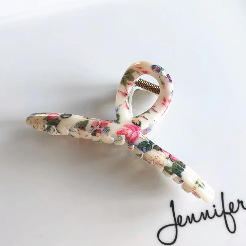 Fashion Hair Clips for Women Plastic Hair Claw Elegant Colorful Print Cross Claw Clip Girls Hair Barrettes Hair Accessories Gift