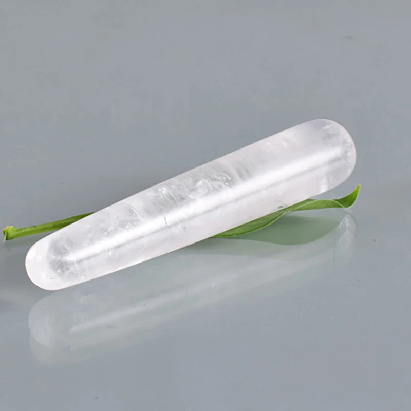 Natural Clear Quartz White Crystal Massager Pleasure Wand Rock Quartz Yoni Wand Stone GuaSha Stick Gemstone Crafts Ornament