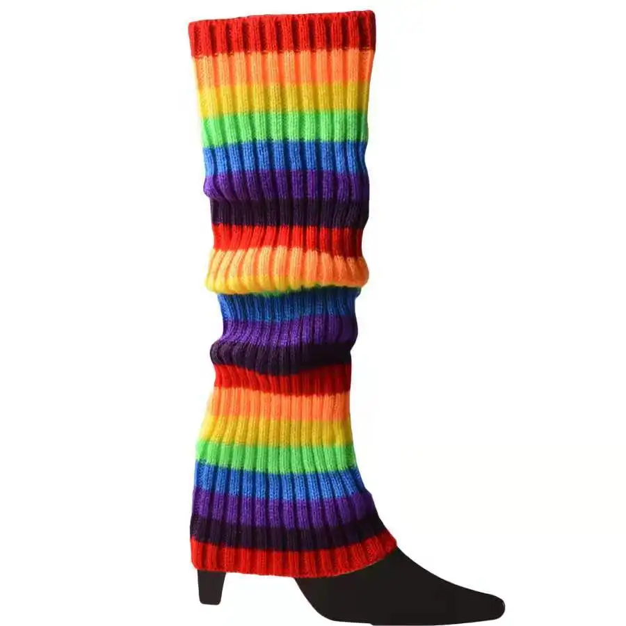 Women\'s Leg Warmer Multicolor Wool Knitting Foot Warming Cover Halloween Party Accessories Lady Stylish Elastic Long Tube Sock