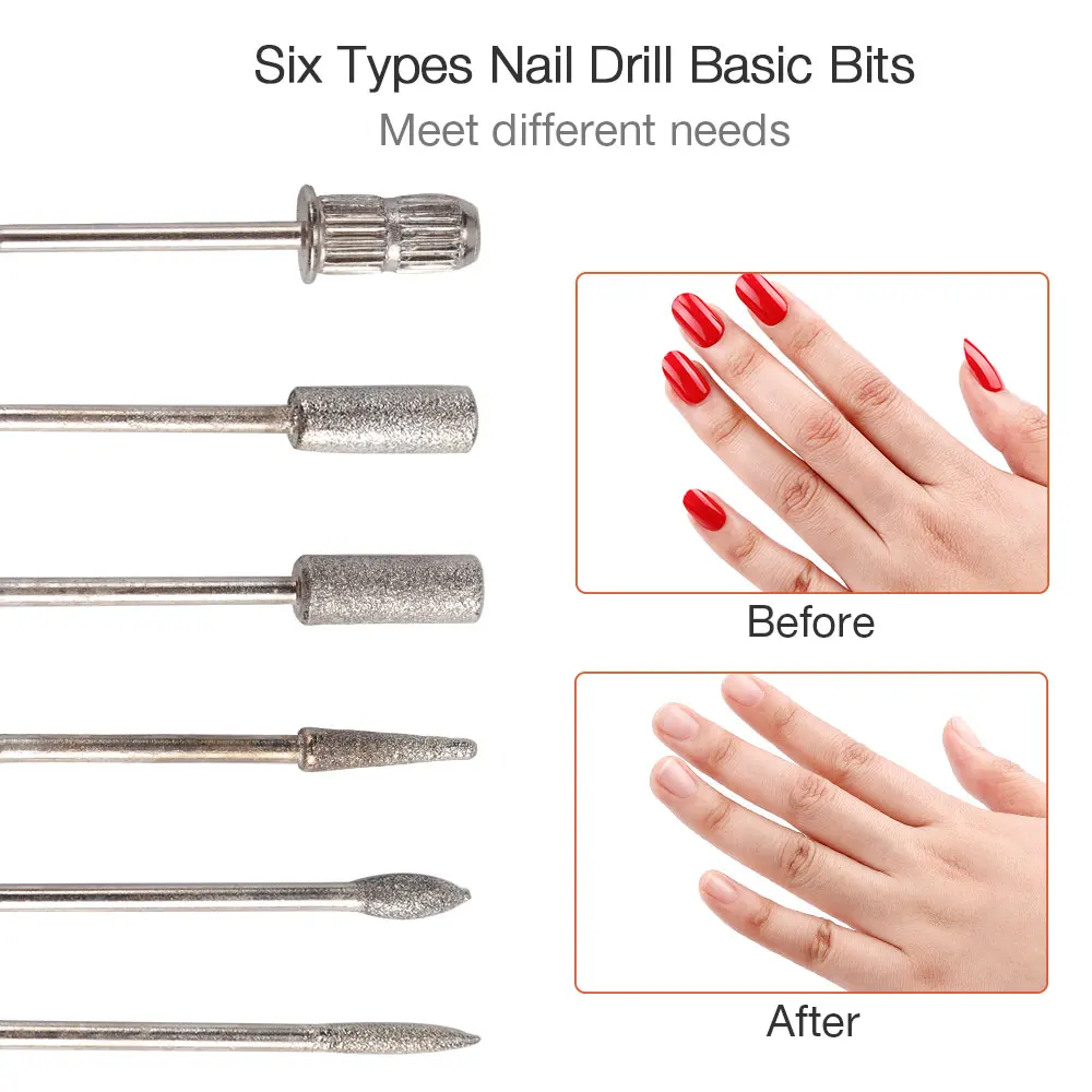 6Pcs/set Milling Cutter Stainless Steel Nail Drill Bits For UV Gel Polish Remove Drill Machine Pedicure Nails Manicure Tools