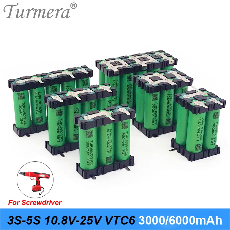 Turmera VTC6 bateria 3000mAh 30A bateria TUR18650-VTC6 3S 12.6V 4S 16.8V 5S 21V dodaj uchwyt do 12V 18V śrubokręt baterie użyj