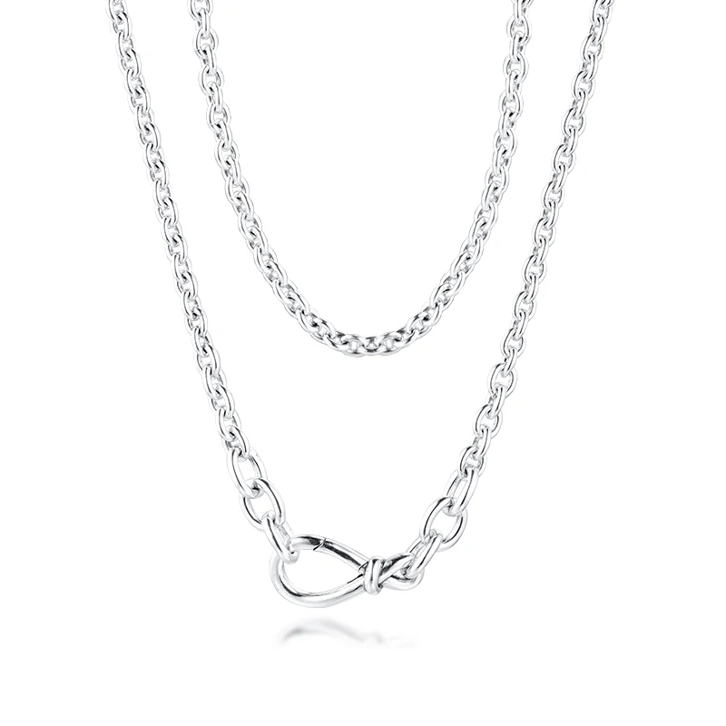 Chunky Infinity Knot Chain Necklace 2020 New for Women Valentine Day 925 Sterling Silver Necklaces Jewellry Female