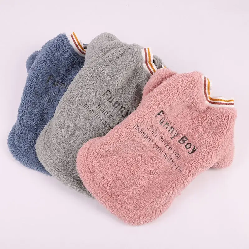 Letter Embroidery Fleece Pet Dog Clothes Pet Sweatshirt Dog Hoodie Jacket Cat Clothing Chihuahua French Bulldog Winter Warm Coat