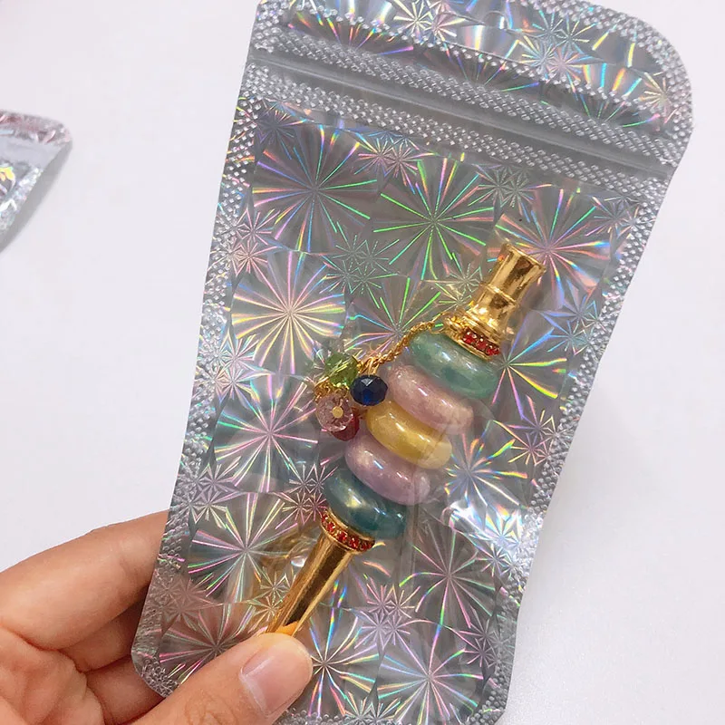 Candy Rainbow Color Detachable Inlaid Jewelry Blunt Holder Filter Shisha Hookah Tips Mouthpiece Tip With Laser Gift Bag