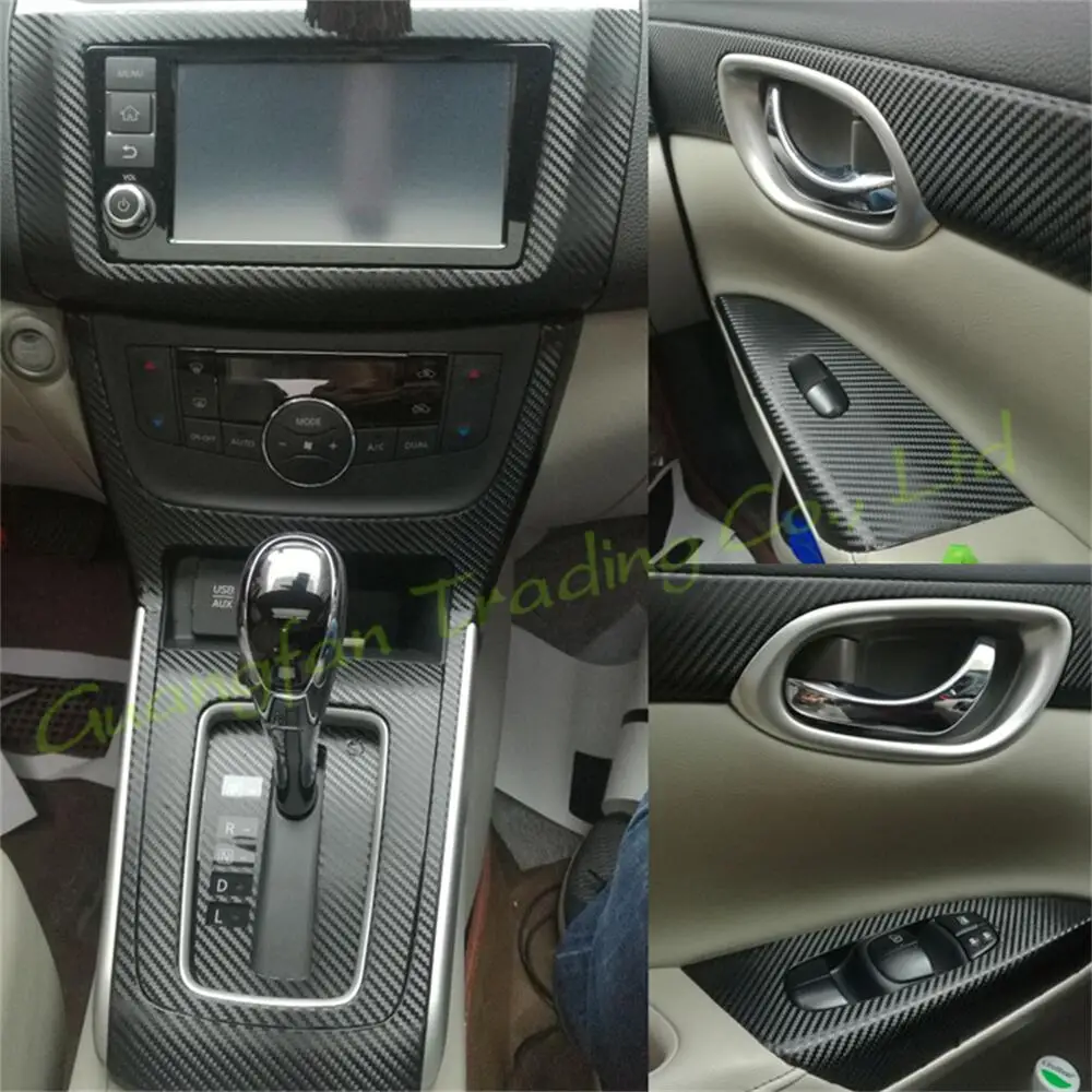 

3D/5D Carbon Fiber Car Interior Cover Console Color Stickers Decals Products Part Accessories For Nissan Sentra Sylphy 2016-2021