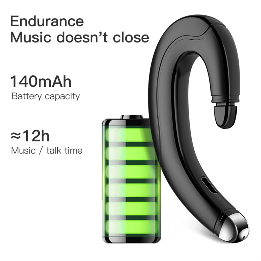 New Air Conduction Portable Ear-Hook Wireless Bluetooth Compatible Earphones Sport Waterproof Hands-Free Headset With Micrphone