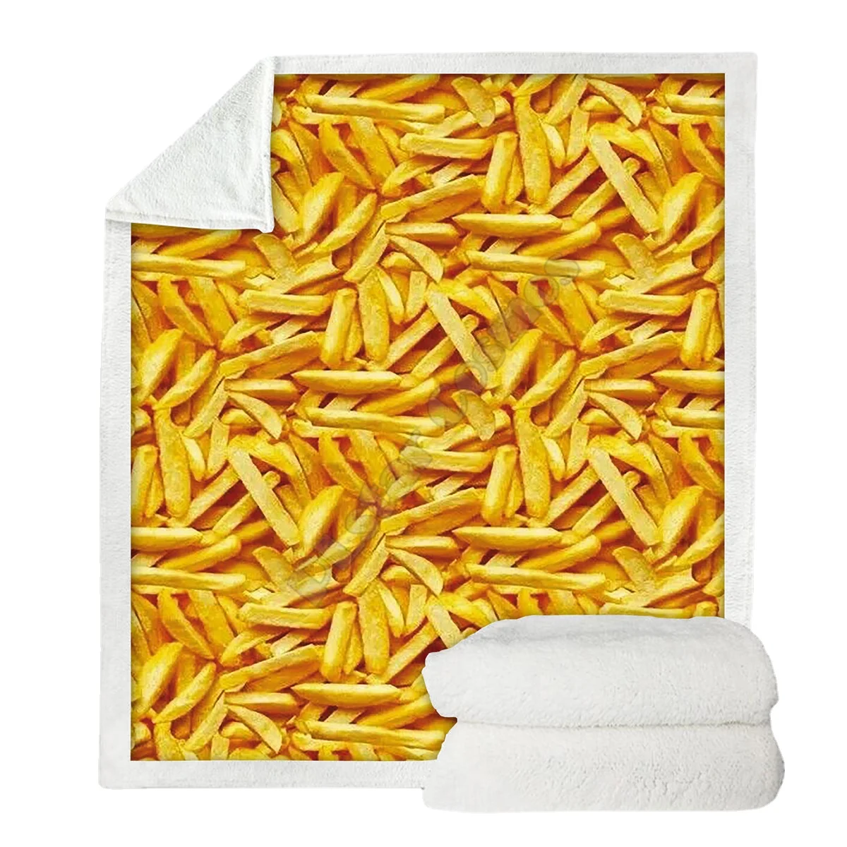 

Delicious Food French Fries Cozy Premiun Fleece Blanket 3D print Sherpa Blanket on Bed Home Textiles 04