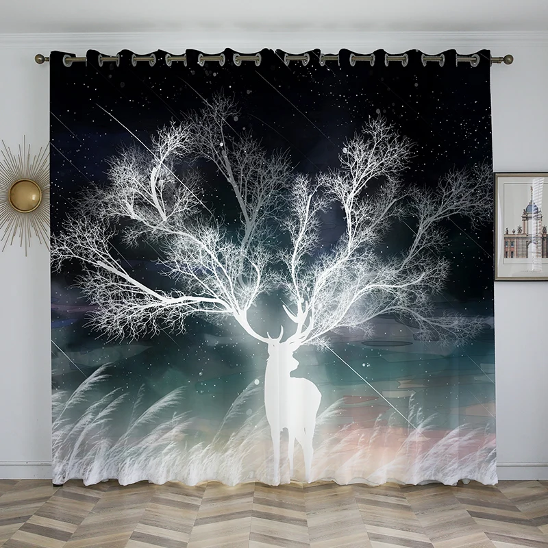 

Definition printing luxury Dream Deer Hand Painted Art Blackout Curtains Window Blinds Living Room Decor Bedroom Curtain