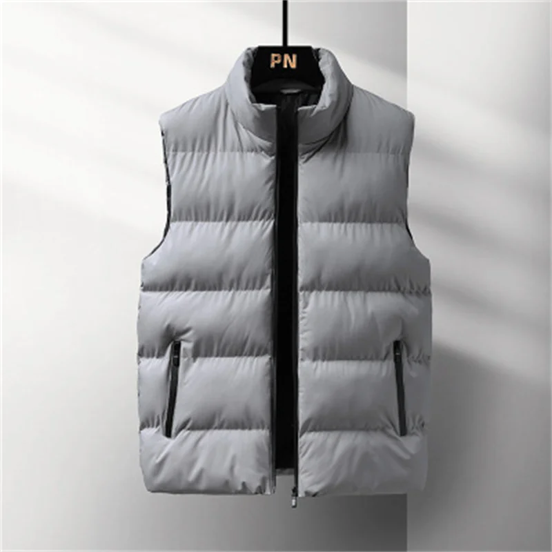 

2021 NEW Autumn Men Sleeveless Vest Coat Male Winter Lightweight Windproof Warm Waistcoat Zipper Cotton Jacket Large Size
