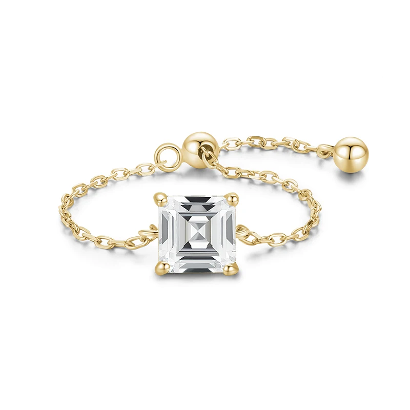 Modian 100% Solide 925 Sterling Silber Smaragd Cut Platz Klar Zirkonia Kette Link Finger Ring Für Frauen Schmuck Zubehör