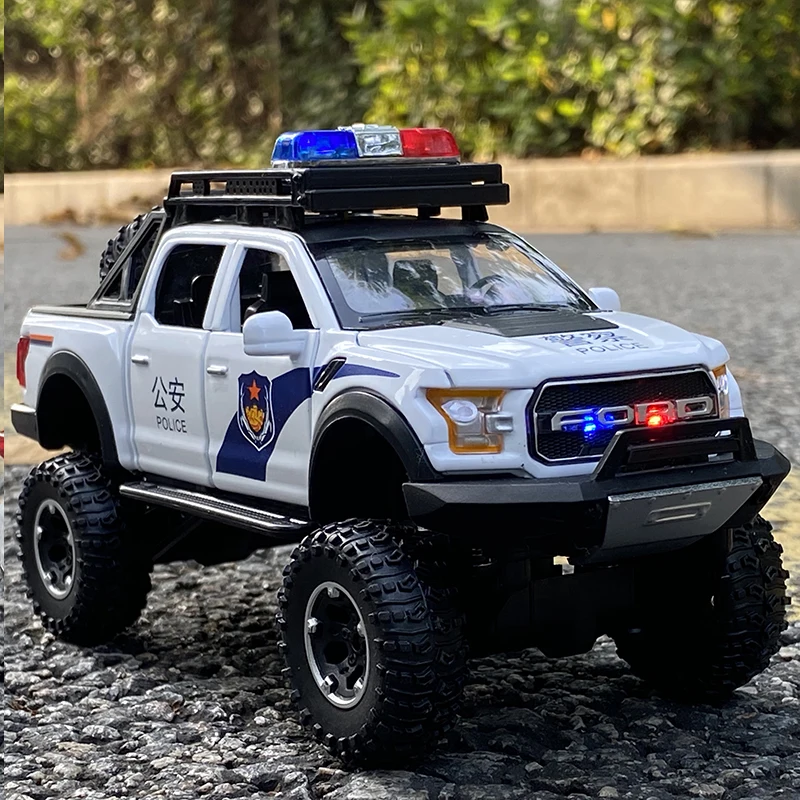 1:32 Ford Raptor F150 SVT Alloy Car Model Diecast Metal Refit Toy Police Off-Road Vehicles Car Model Sound Light Childrens Gifts