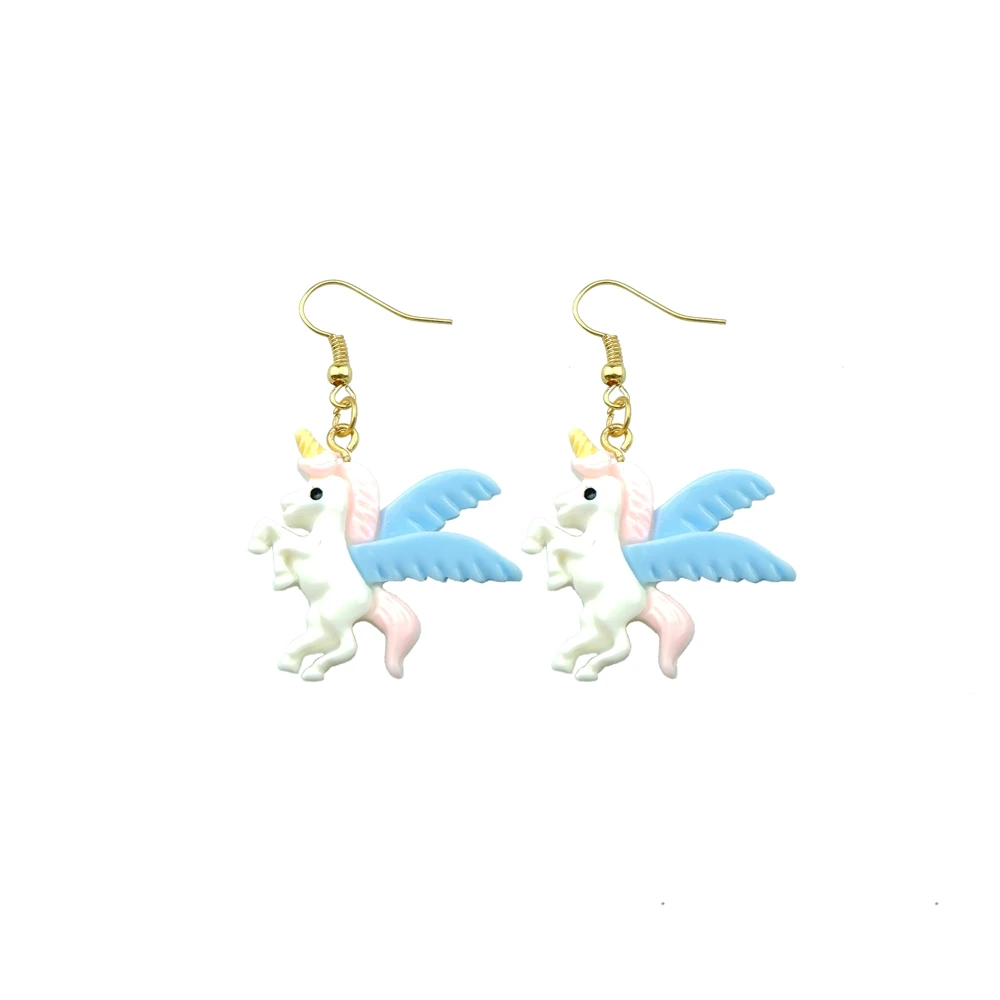 Cartoon Bee Fox Unicorn Earring For Women Resin Swan Panda Duck Drop Earrings Children Handmade Jewelry DIY Gifts