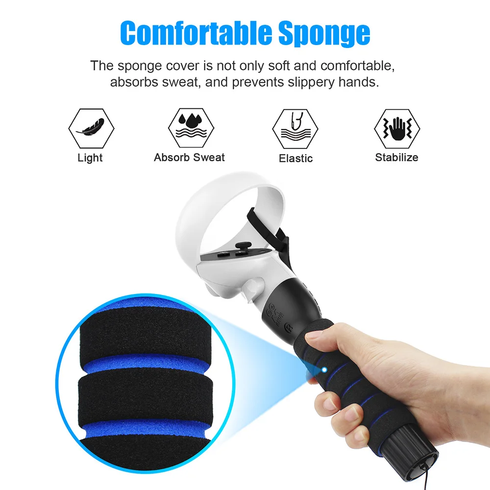 Pegangan Ekstensi Pegangan Lightsaber Ganda untuk Oculus Quest 2 Aksesori Pengendali Permainan Beat Saber untuk Pencarian/Keretakan S VR