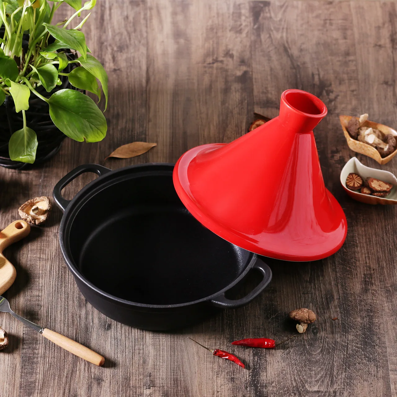 

Tagine pot cast iron enamel pot induction cooker 26cm household ceramic stewing pot