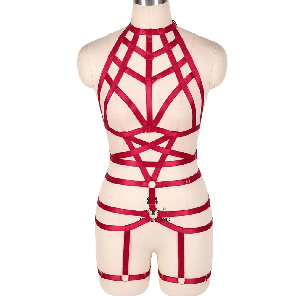 

Sexy Harness Women Full Body Lingerie Cage Garters Suspenders Restraints Belts Set Punk Clothes Pole Dance Rave Costume