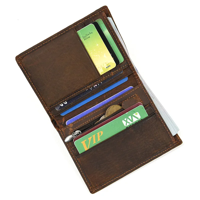 Dobry skórzany krótki portfel męski męski mały Crazy Horse skórzana torebka w stylu vintage wąskie portfele hurtownia portfeli Bifold Drop shipping