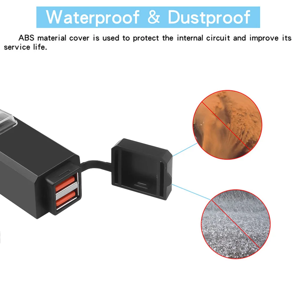 QC3.0 USB Motorcycle Socket Waterproof Dual USB Quick Change 3.0 5V Waterproof Power Supply Adapter For Phone Navigation